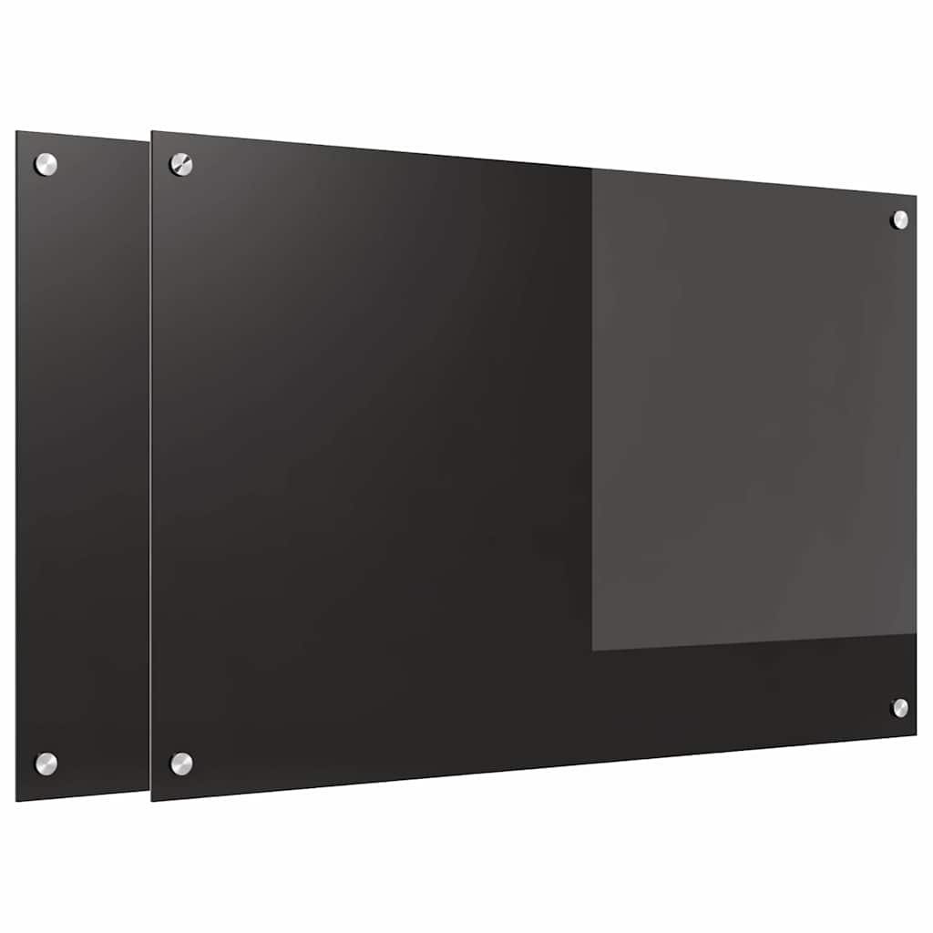 Schienale da cucina 2 pcs Nero 90 x 60 cm vetro temperato