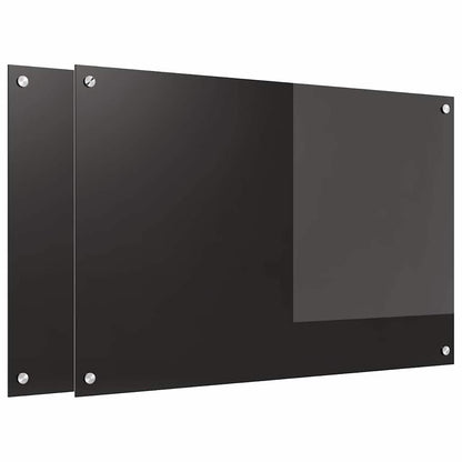 Schienale da cucina 2 pcs Nero 90 x 60 cm vetro temperato