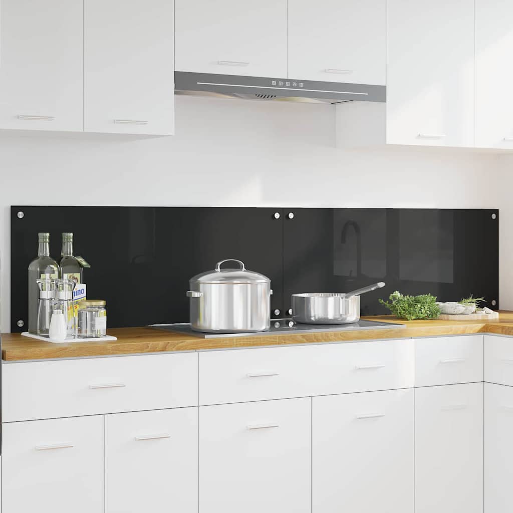 Schienale da cucina 2 pcs Nero 100 x 40 cm vetro temperato