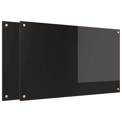 Schienale da cucina 2 pcs Nero 100 x 60 cm vetro temperato