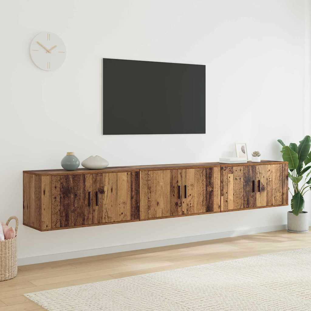 Set Mobile TV da Parete 3 pcs Legno vecchio 80 x 34,5 x 40 cm