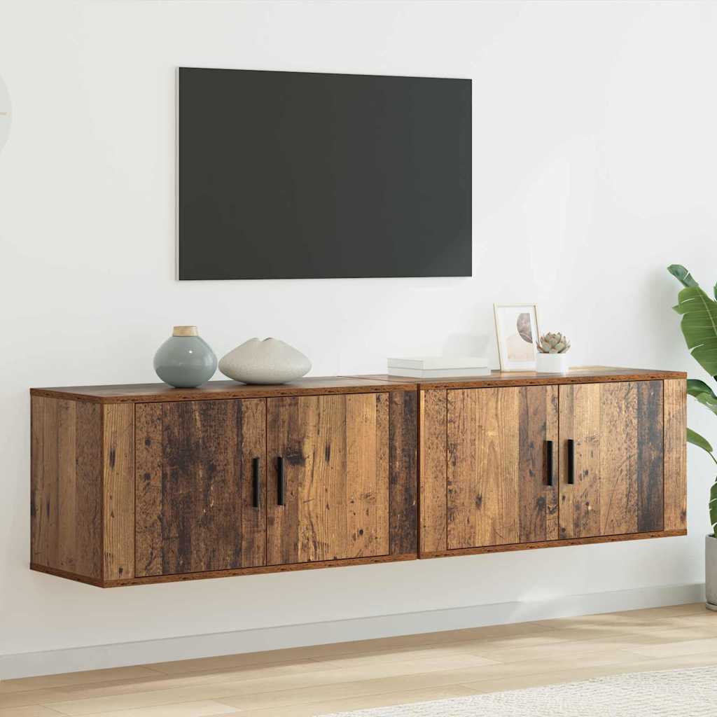 Set Mobile TV da Parete 2 pcs Legno vecchio 80 x 34,5 x 40 cm
