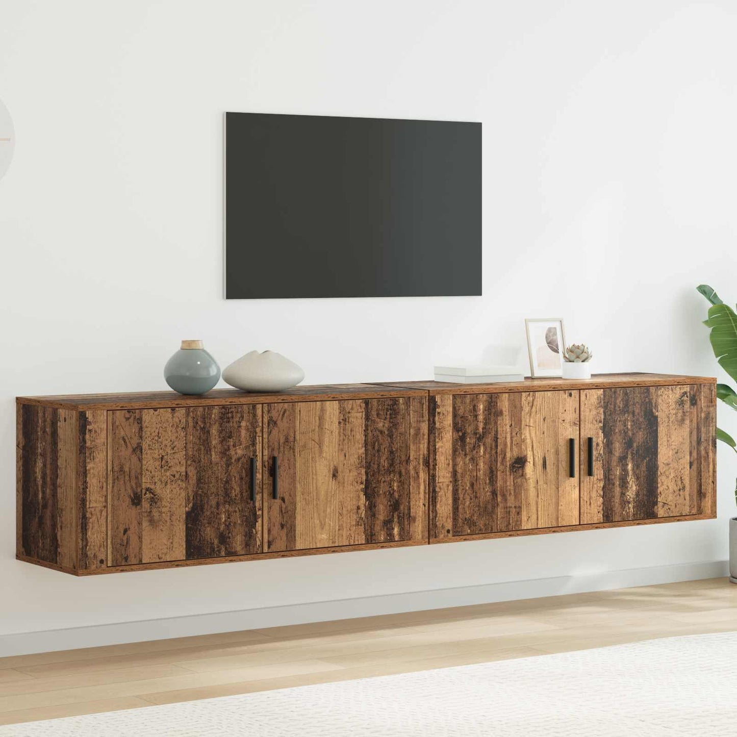 Set Mobile TV da Parete 2 pcs Legno vecchio 100 x 34,5 x 40 cm