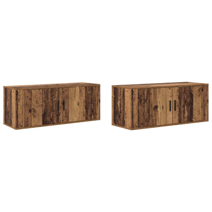 Set Mobile TV da Parete 2 pcs Legno vecchio 100 x 34,5 x 40 cm