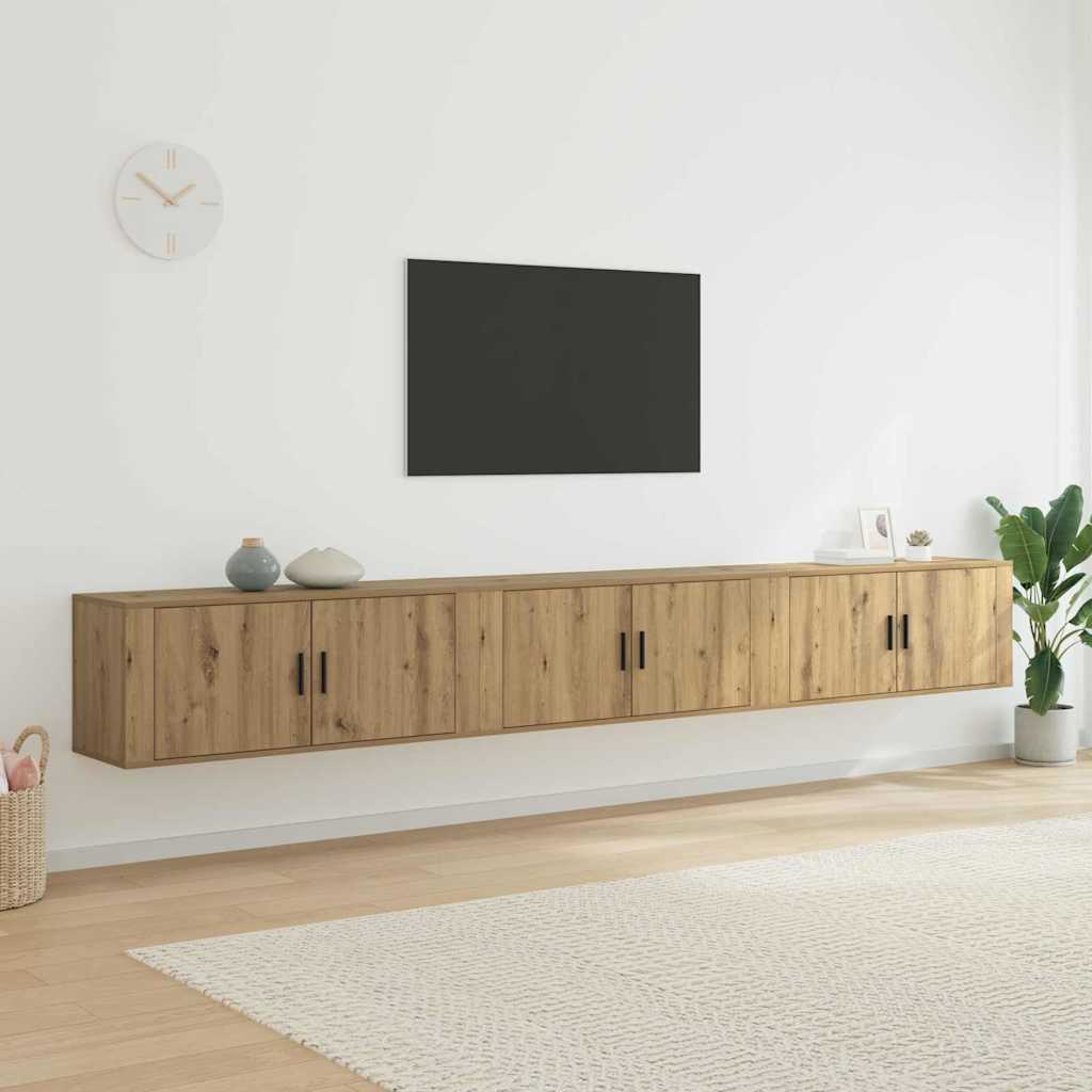 Set Mobile TV da Parete 3 pcs Rovere artigianale