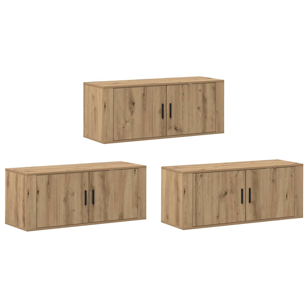Set Mobile TV da Parete 3 pcs Rovere artigianale