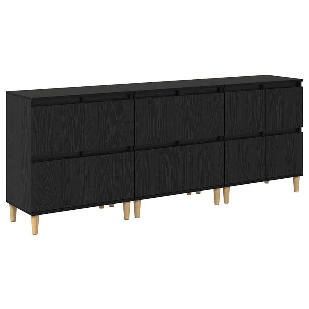 Sideboards 3 pcs Rovere Nero 60 x 35 x 70 cm Legno multistrato