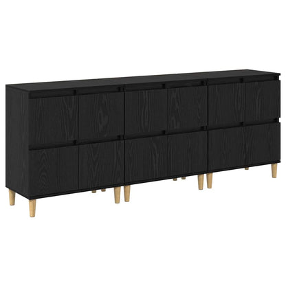 Sideboards 3 pcs Rovere Nero 60 x 35 x 70 cm Legno multistrato