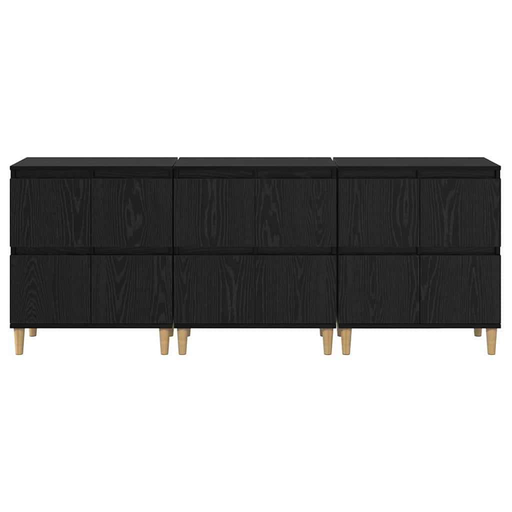 Sideboards 3 pcs Rovere Nero 60 x 35 x 70 cm Legno multistrato