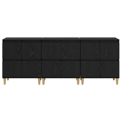 Sideboards 3 pcs Rovere Nero 60 x 35 x 70 cm Legno multistrato