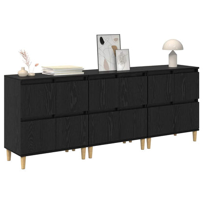 Sideboards 3 pcs Rovere Nero 60 x 35 x 70 cm Legno multistrato