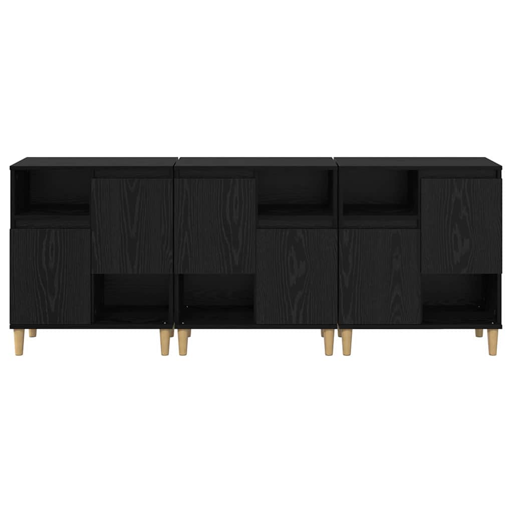 Sideboards 3 pcs Rovere Nero 60 x 35 x 70 cm Legno multistrato