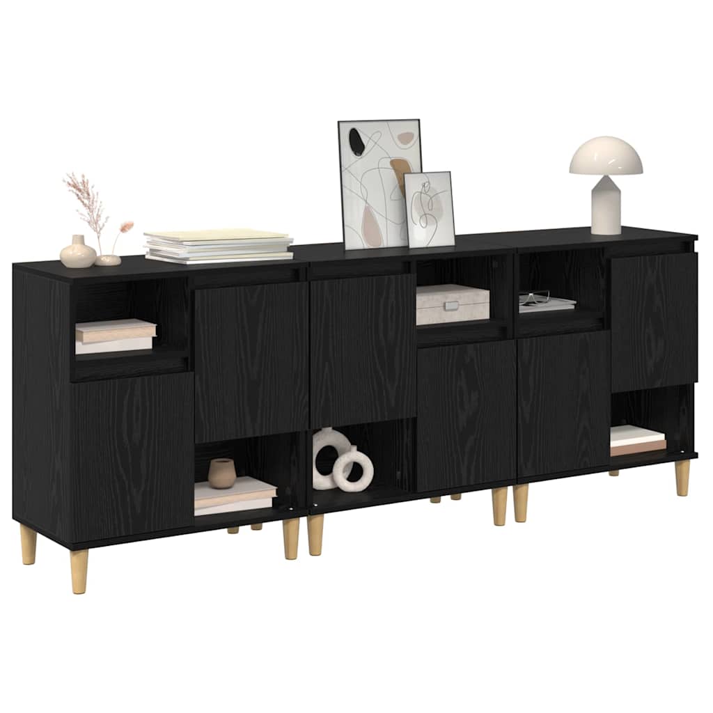 Sideboards 3 pcs Rovere Nero 60 x 35 x 70 cm Legno multistrato