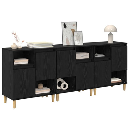 Sideboards 3 pcs Rovere Nero 60 x 35 x 70 cm Legno multistrato