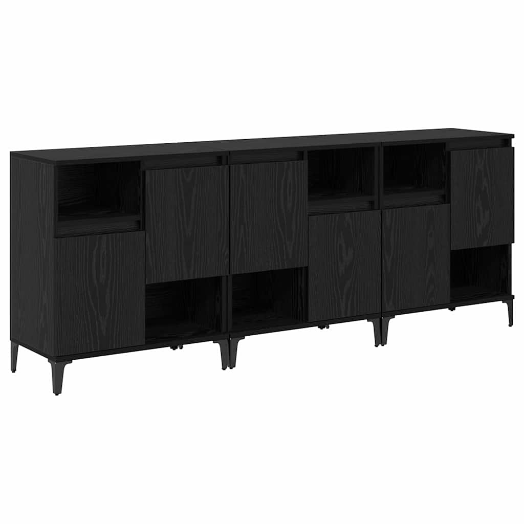 Sideboards 3 pcs Rovere Nero 60 x 35 x 70 cm Legno multistrato