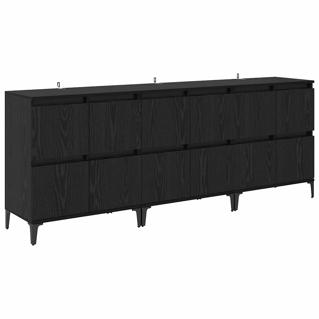 Sideboards 3 pcs Rovere Nero 60 x 35 x 70 cm Legno multistrato