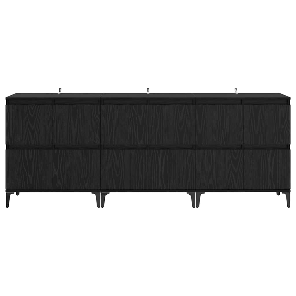 Sideboards 3 pcs Rovere Nero 60 x 35 x 70 cm Legno multistrato