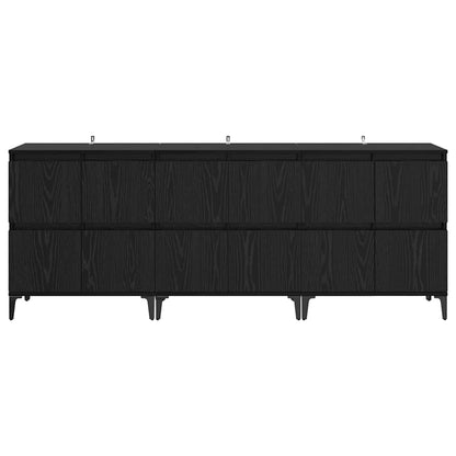 Sideboards 3 pcs Rovere Nero 60 x 35 x 70 cm Legno multistrato
