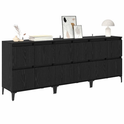 Sideboards 3 pcs Rovere Nero 60 x 35 x 70 cm Legno multistrato