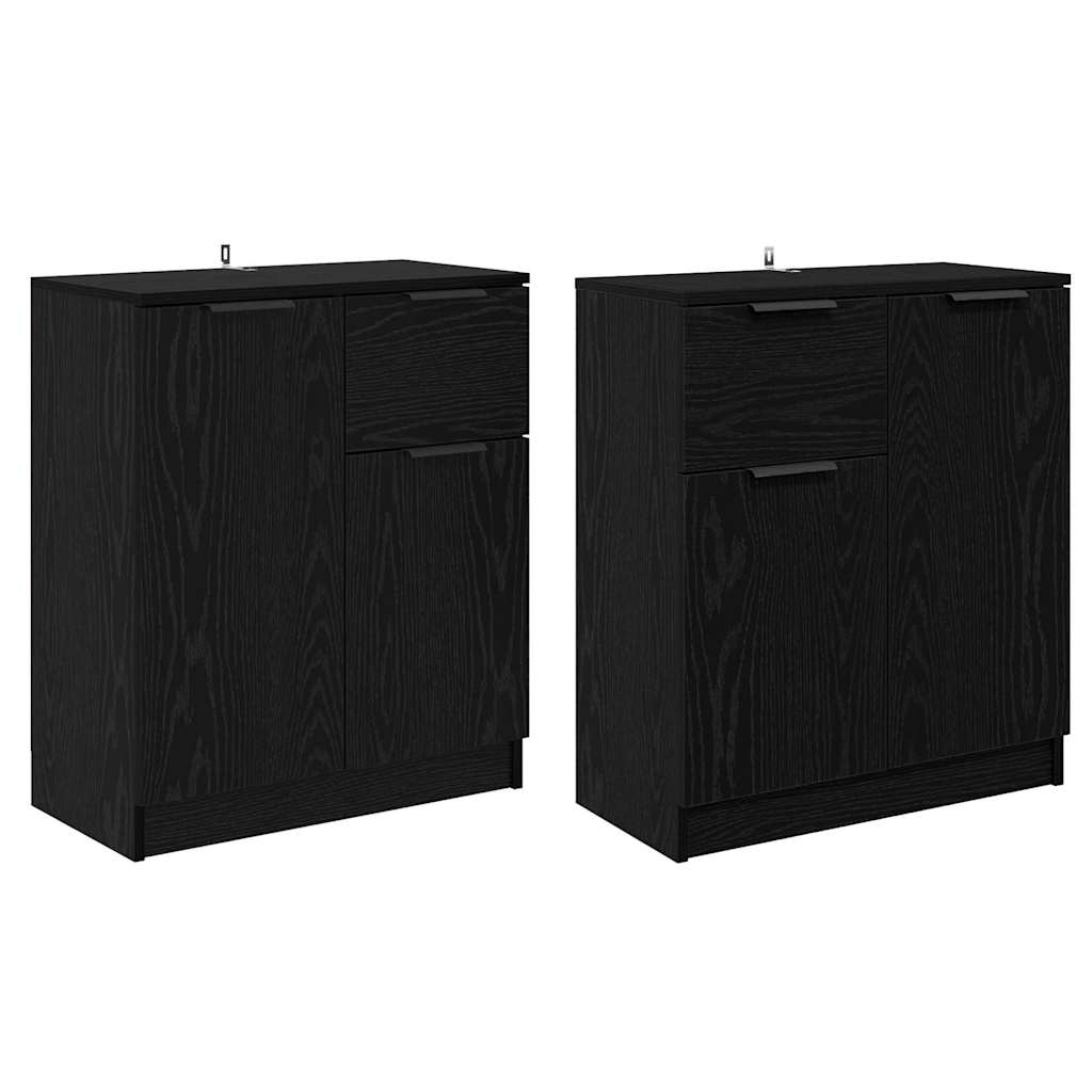 Sideboards 2 pcs Rovere Nero 60 x 30 x 70 cm Legno multistrato