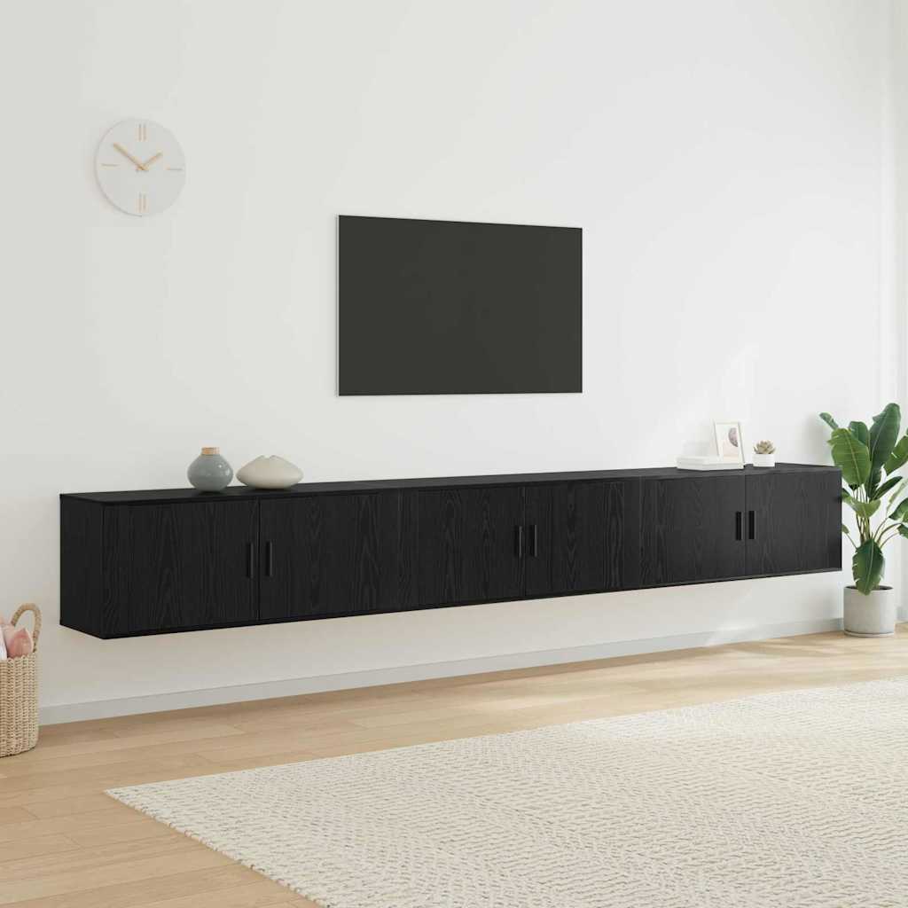 Set Mobile TV da Parete 3 pcs Rovere Nero 100 x 34,5 x 40 cm