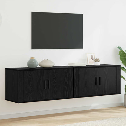 Set Mobile TV da Parete 2 pcs Rovere Nero 80 x 34,5 x 40 cm