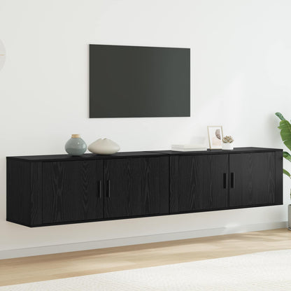 Set Mobile TV da Parete 2 pcs Rovere Nero 100 x 34,5 x 40 cm