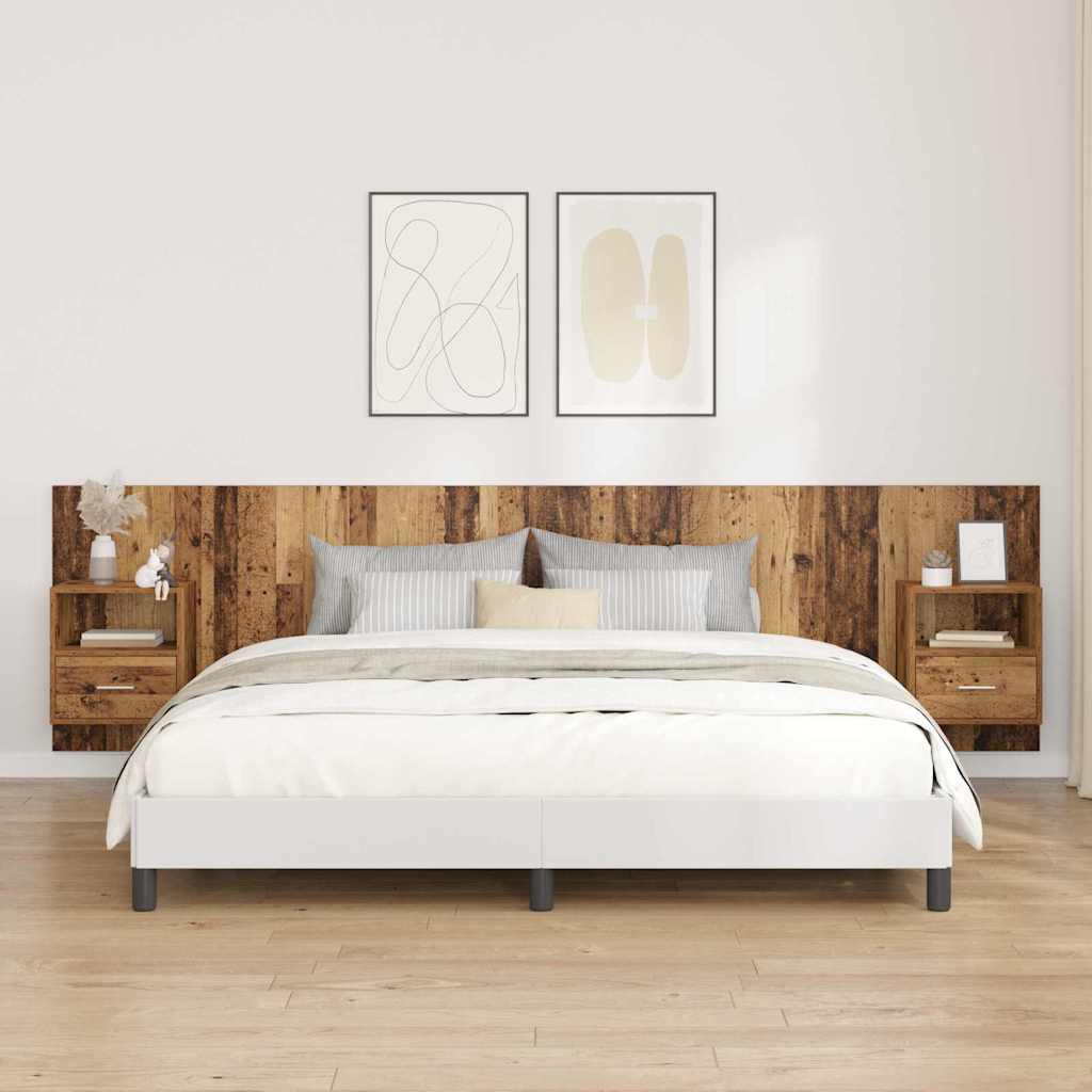 Testata con Comodino 3 pcs Legno vecchio Legno multistrato