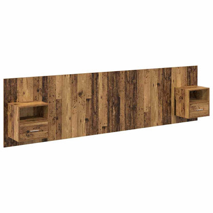 Testata con Comodino 3 pcs Legno vecchio Legno multistrato