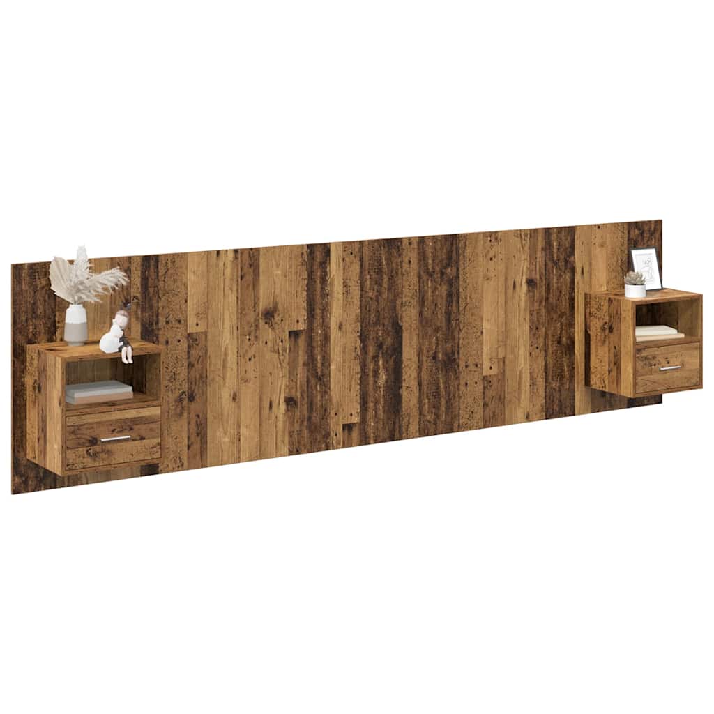 Testata con Comodino 3 pcs Legno vecchio Legno multistrato