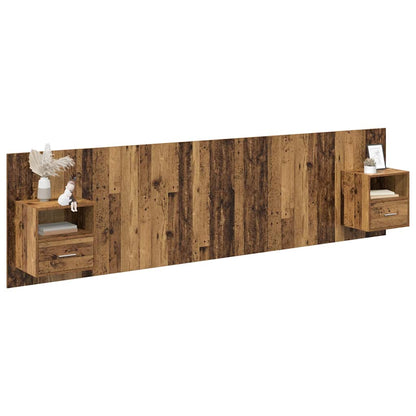 Testata con Comodino 3 pcs Legno vecchio Legno multistrato