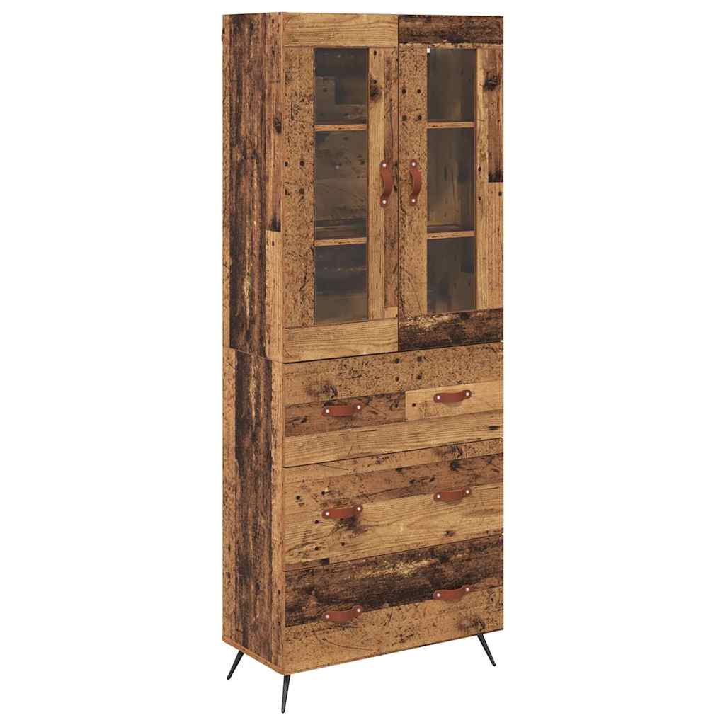 Armadietto alto con ripiano con cassetto 2 pcs Legno vecchio