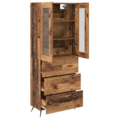 Armadietto alto con ripiano con cassetto 2 pcs Legno vecchio