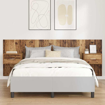 Testata con Comodino 3 pcs Legno vecchio Legno multistrato