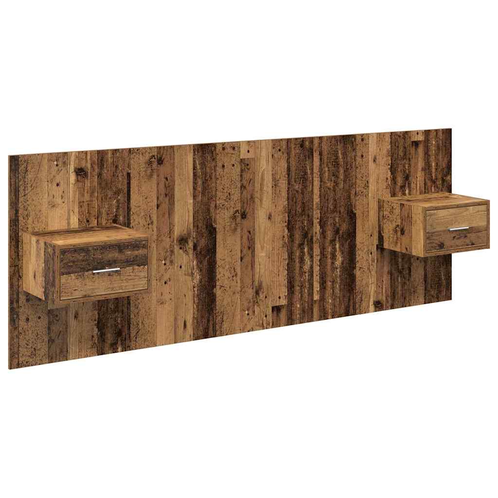 Testata con Comodino 3 pcs Legno vecchio Legno multistrato