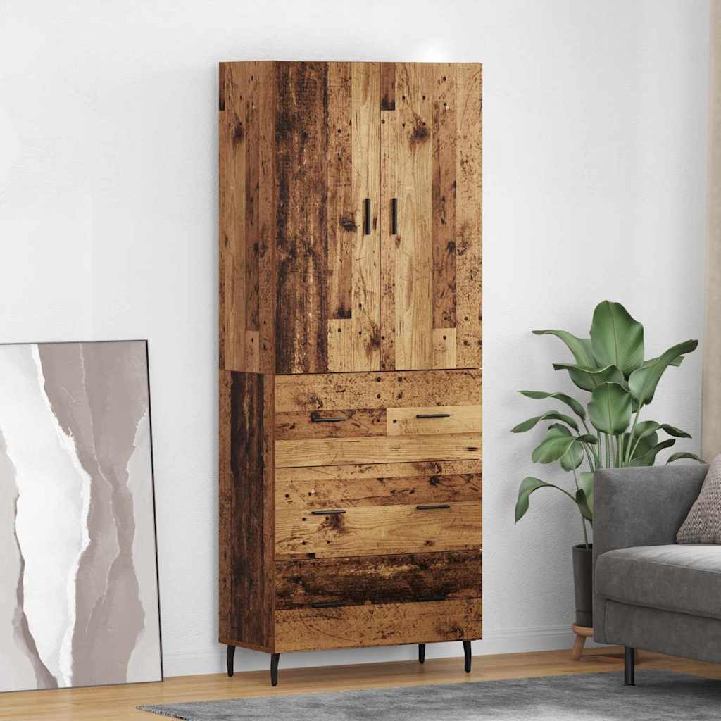 Credenza 2 pcs Legno vecchio Legno Stratificato e Vetro