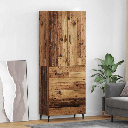 Credenza 2 pcs Legno vecchio Legno Stratificato e Vetro