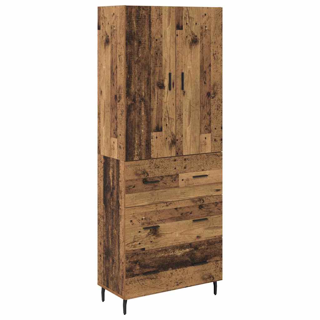 Credenza 2 pcs Legno vecchio Legno Stratificato e Vetro