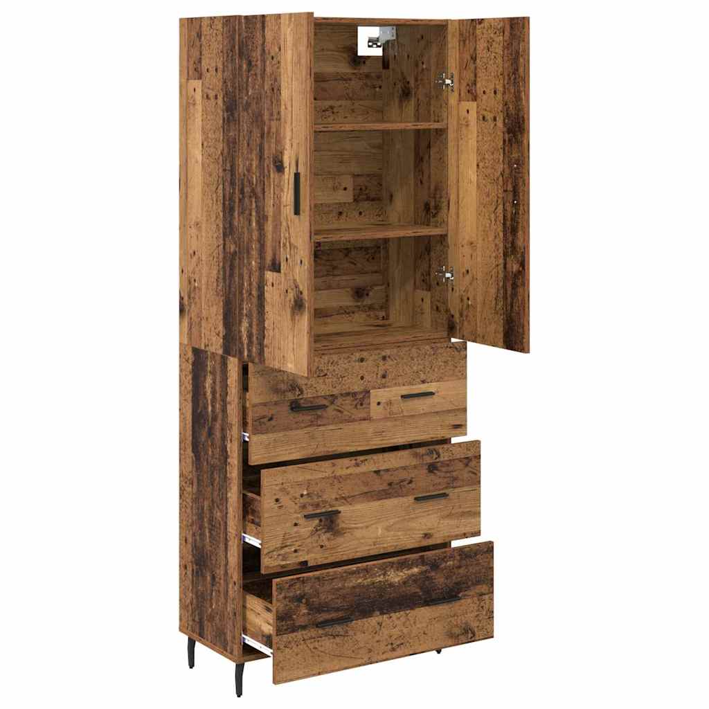 Credenza 2 pcs Legno vecchio Legno Stratificato e Vetro