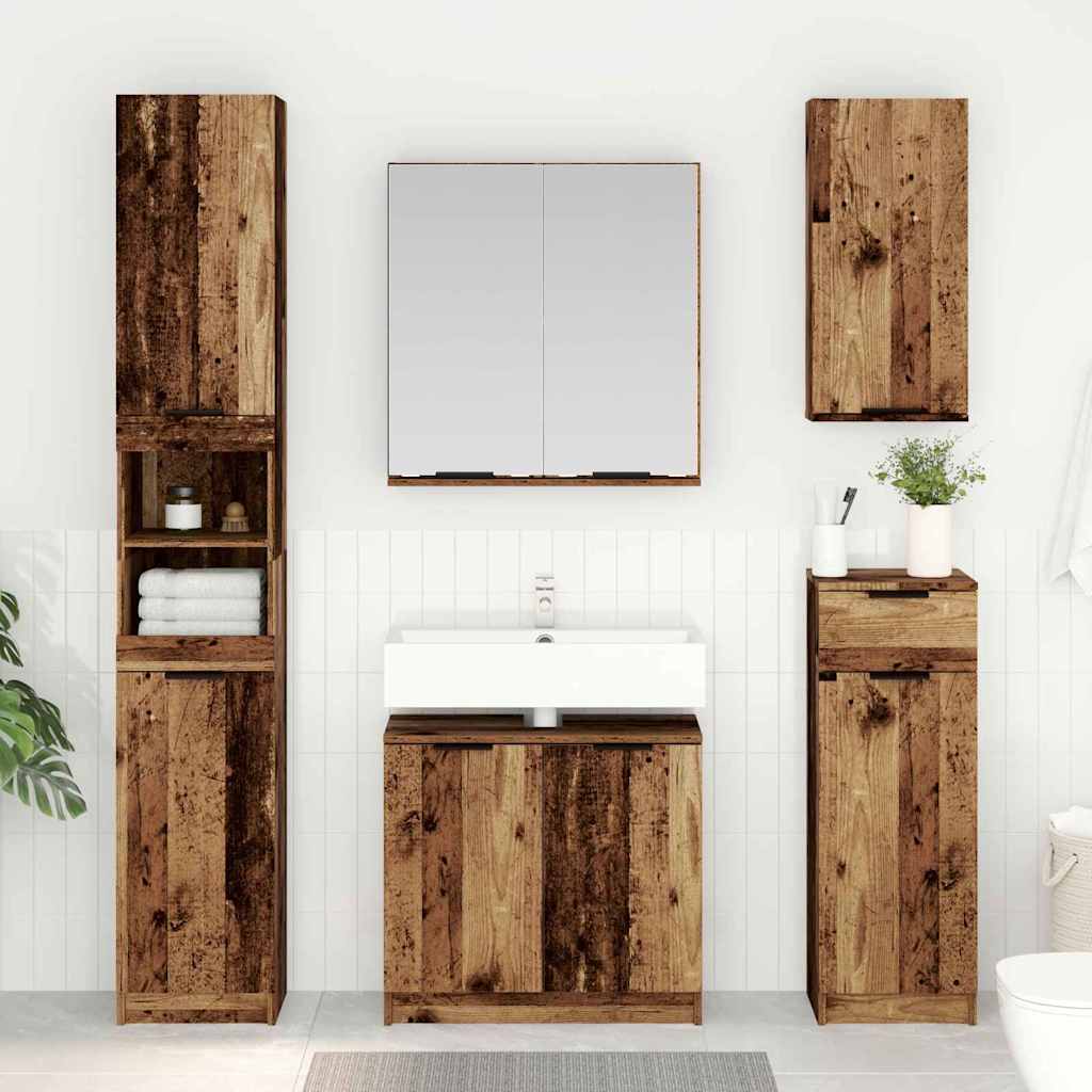 Set di Armadi da Bagno 3 pcs Legno vecchio Legno multistrato