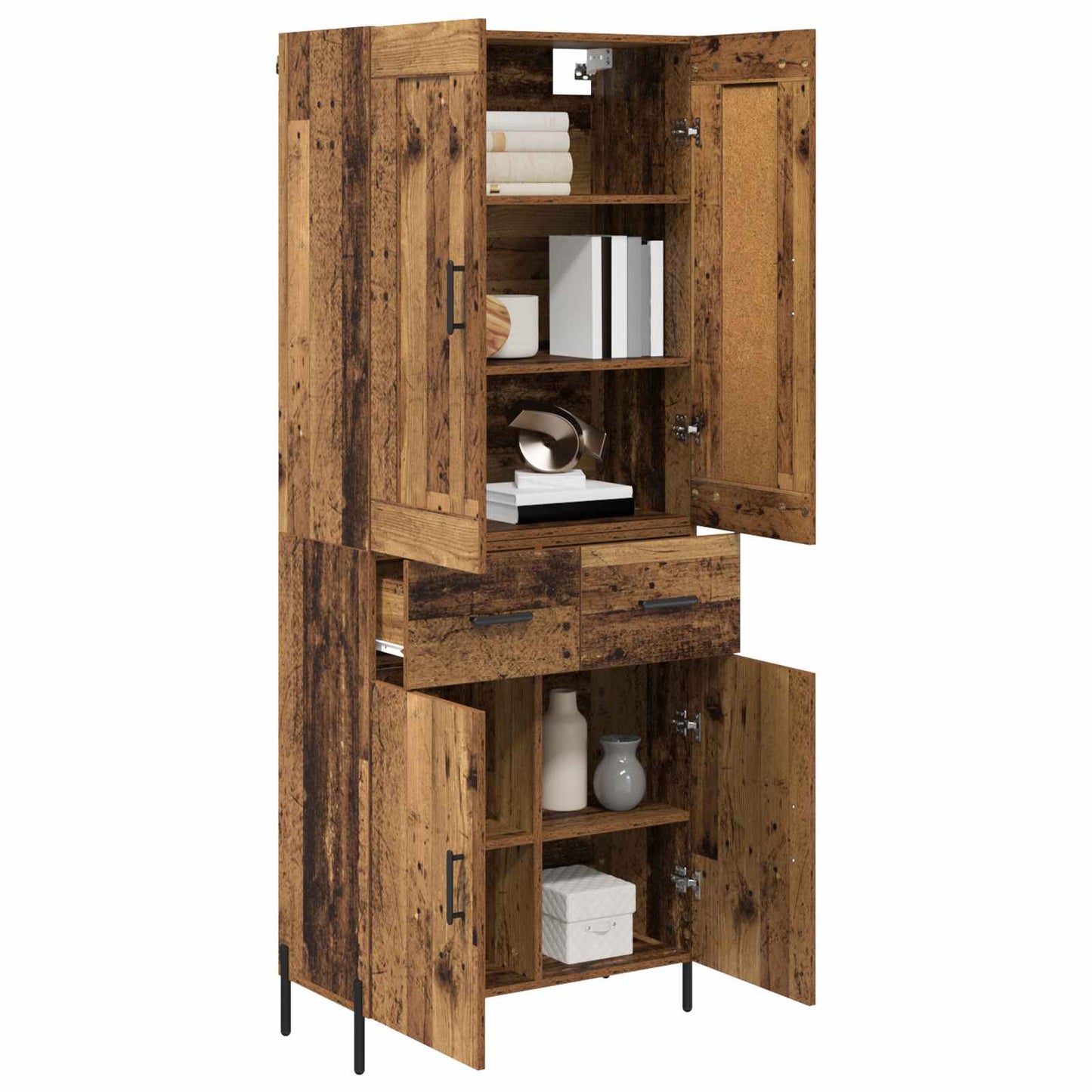 Credenza 2 pcs Legno vecchio Legno multistrato