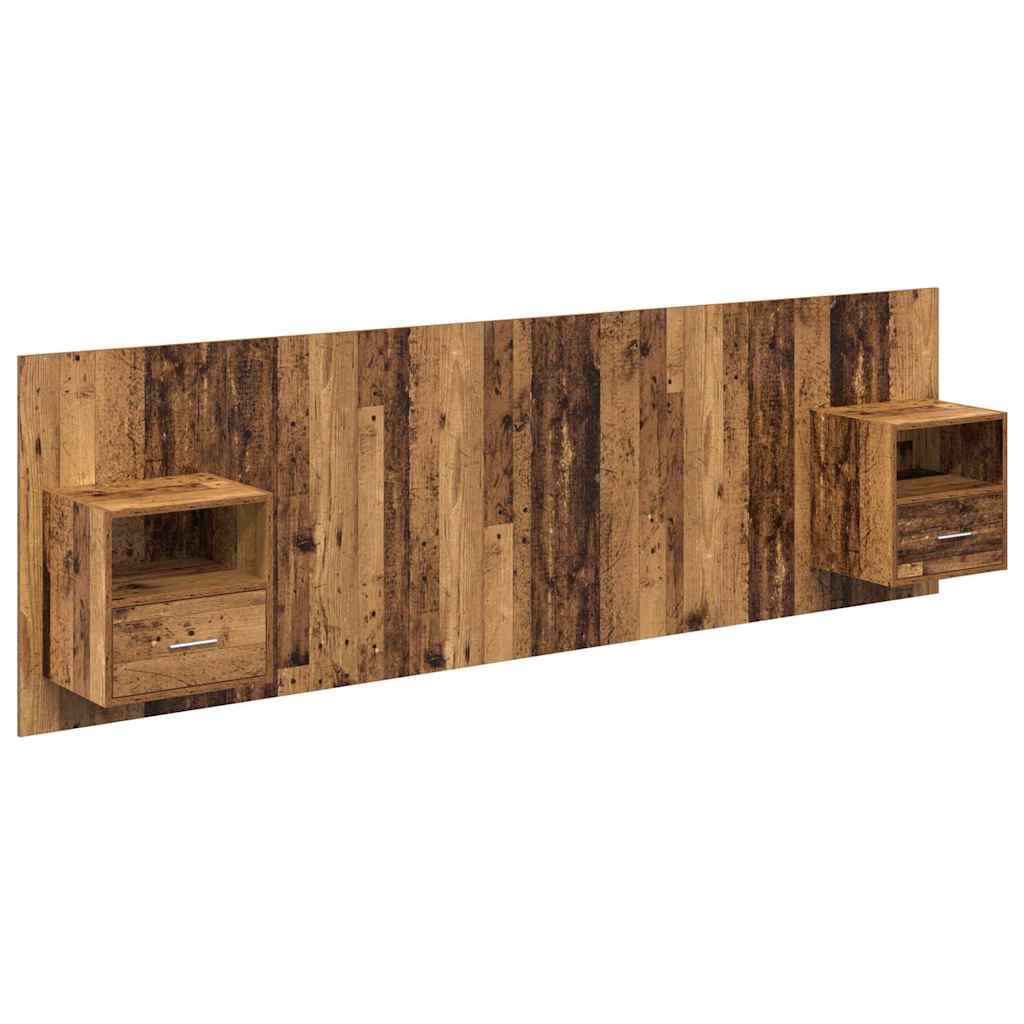 Testata con Comodino 3 pcs Legno vecchio Legno multistrato