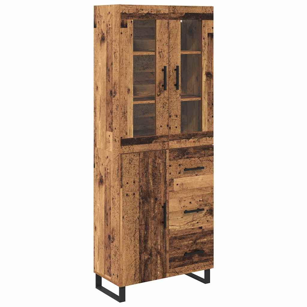 Credenza 2 pcs Legno vecchio Legno Stratificato e Vetro