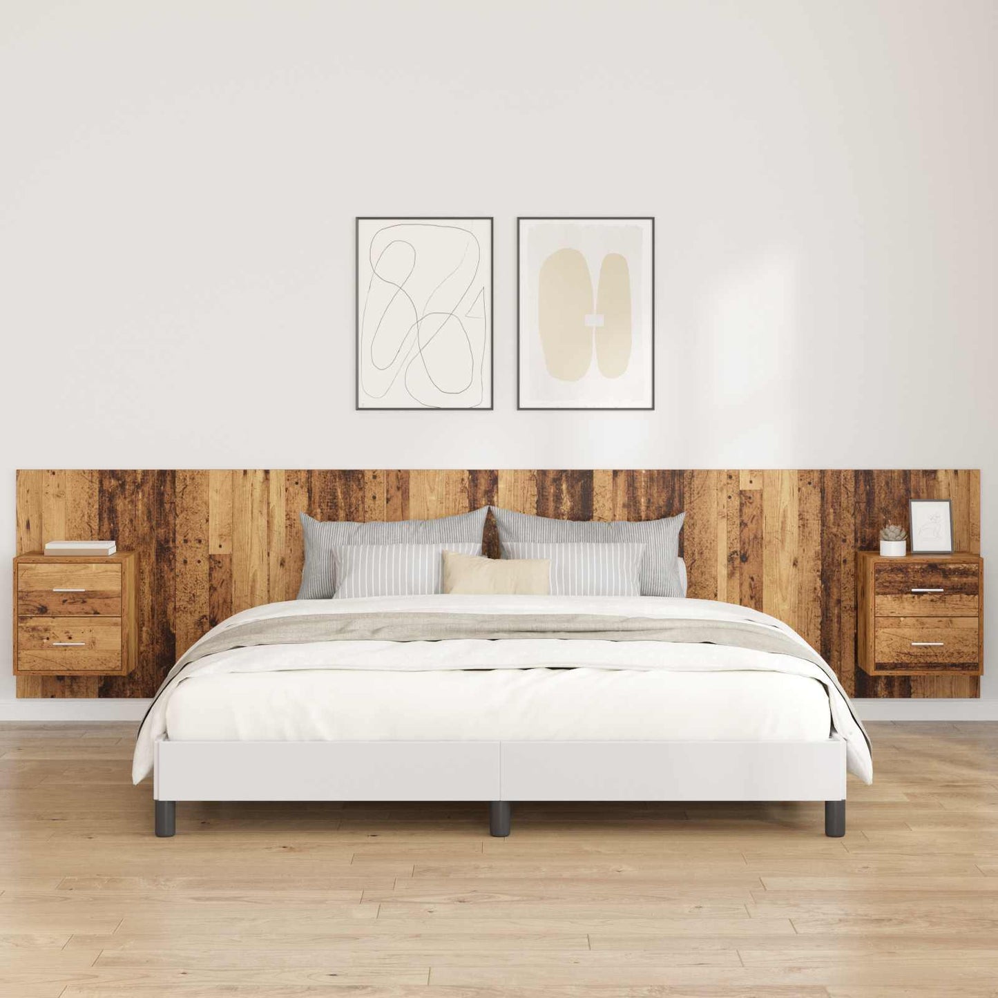 Testata con Comodino 3 pcs Legno vecchio Legno multistrato
