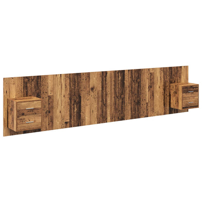 Testata con Comodino 3 pcs Legno vecchio Legno multistrato