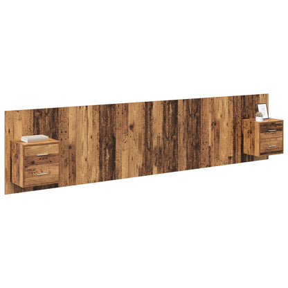Testata con Comodino 3 pcs Legno vecchio Legno multistrato