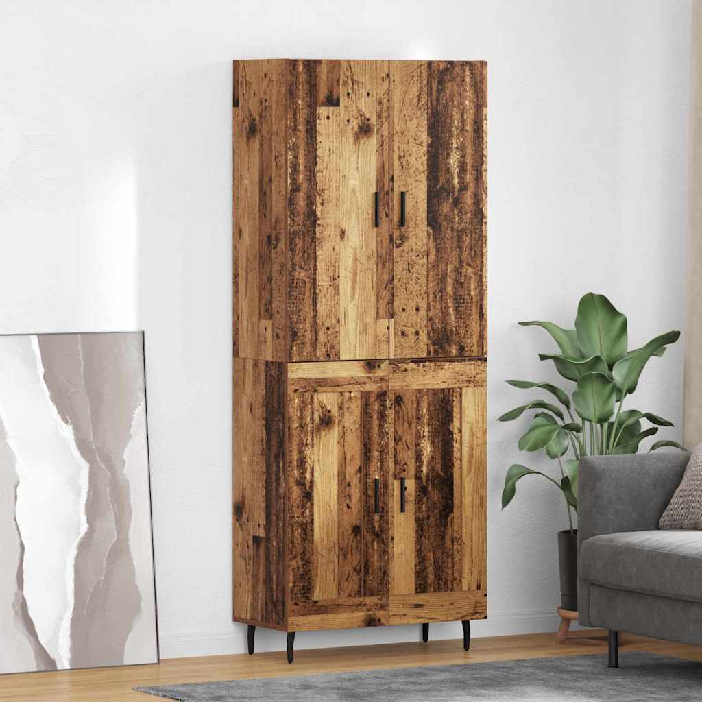 Credenza 2 pcs Legno vecchio Legno Stratificato e Vetro