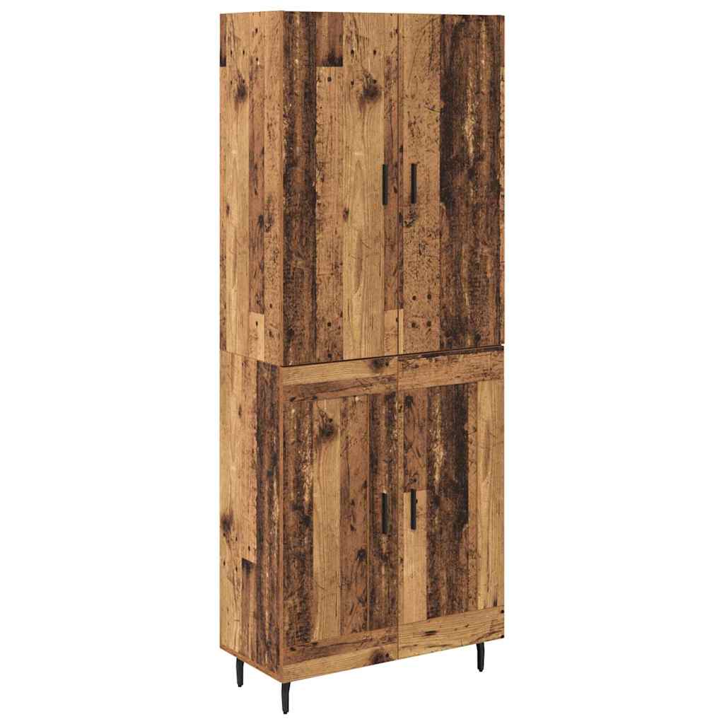 Credenza 2 pcs Legno vecchio Legno Stratificato e Vetro