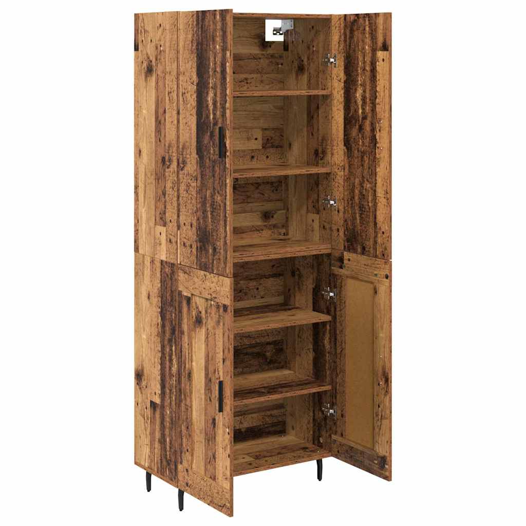 Credenza 2 pcs Legno vecchio Legno Stratificato e Vetro
