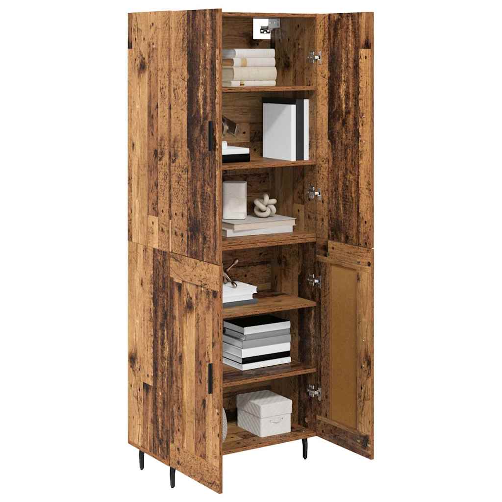 Credenza 2 pcs Legno vecchio Legno Stratificato e Vetro